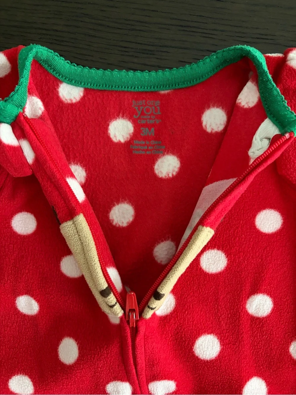 Red Polka Dot Reindeer Footie (3M)